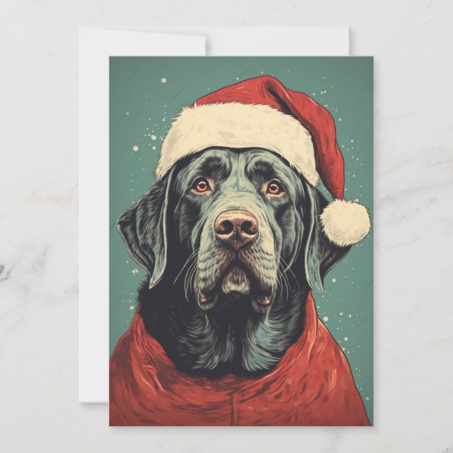 Tarjeta de Navidad de perro labrador negro de Sant (Anverso)