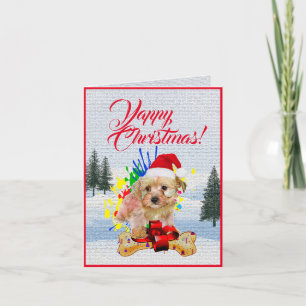 Tarjeta de Navidad de perro Morkie linda personali