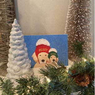 Tarjeta de Navidad de Perros Alegres y Brillantes