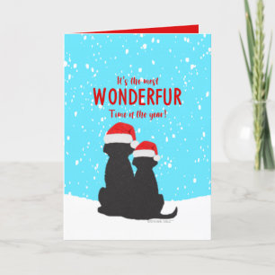Tarjeta de Navidad de Perros Black Lab con Santa