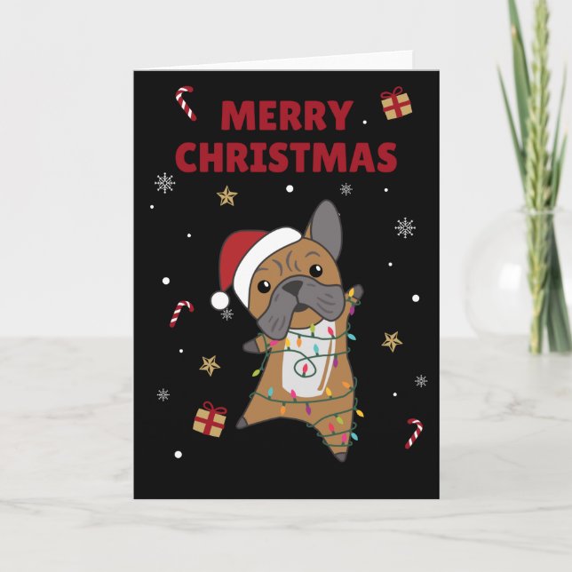 Tarjeta de Navidad de perros Bulldog Animales de I (Anverso)