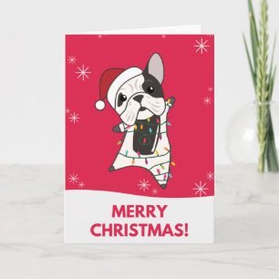 Tarjeta de Navidad de perros Bulldog con animales