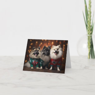 Tarjeta de Navidad de perros Keeshond