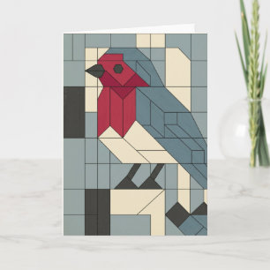 Tarjeta de Navidad de Petirrojo de Bloque Geométri