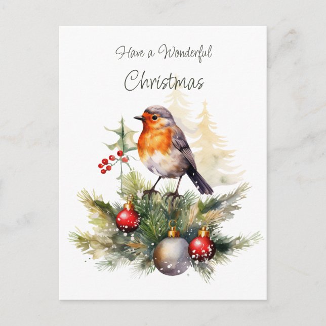 Tarjeta de Navidad de Petirrojo Rojo (Anverso)