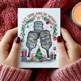 Tarjeta de Navidad de Pickleball Divertida Come Be
