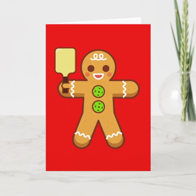 Tarjeta de Navidad de Pickleball: Hombre de Jengib (Anverso)