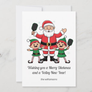Tarjeta de Navidad de Pickleball Santa Elf, tu tex