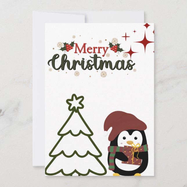 Tarjeta de Navidad de Pingüino (Anverso)