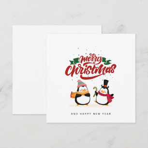 Tarjeta de Navidad de Pingüino Divertida, Feliz Na
