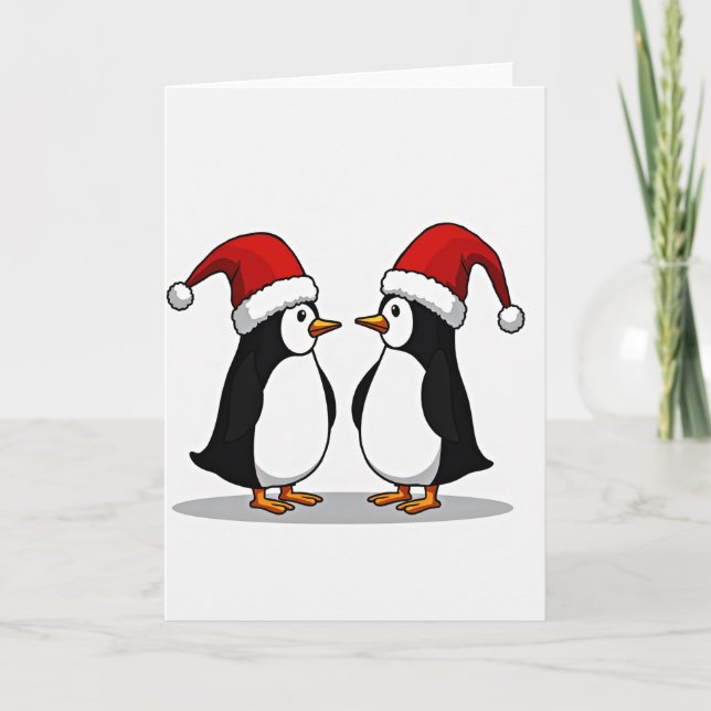 Tarjeta de Navidad de Pingüinos (Anverso)
