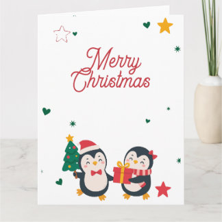 Tarjeta de Navidad de Pingüinos Lindos