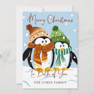 Tarjeta de Navidad de Pingüinos Navideños Lindos