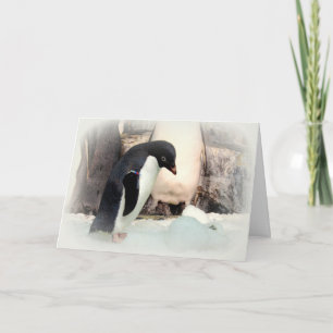 Tarjeta de Navidad de Pingüinos Peleando con Bolas