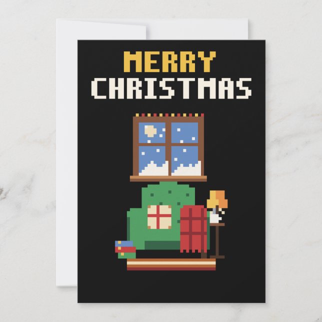 Tarjeta de Navidad de Pixel Art de Rincón de Lectu (Anverso)