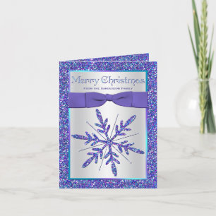 Tarjeta de Navidad de plata de la foto del copo de