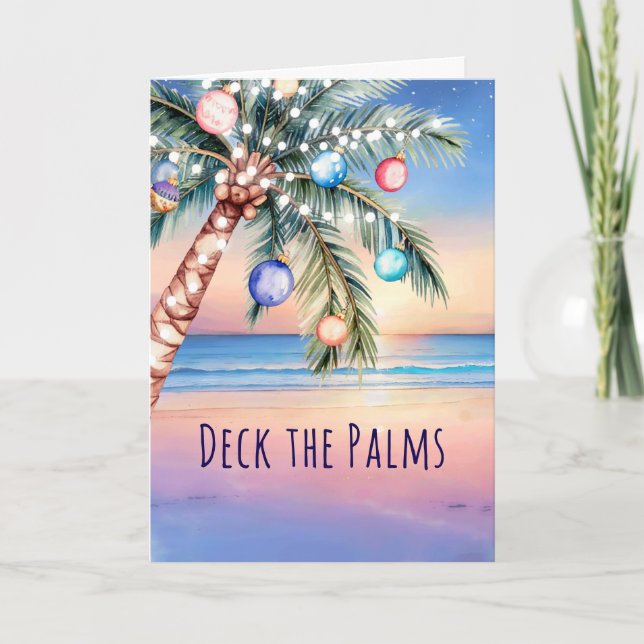 Tarjeta de Navidad de Playa Deck the Palms (Anverso)
