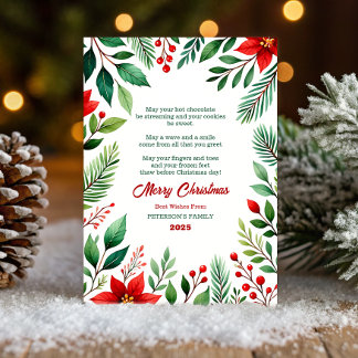 Tarjeta de Navidad de Poinsettia con Acuarela