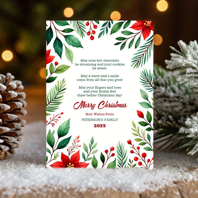 Tarjeta de Navidad de Poinsettia con Acuarela (Subido por el creador)