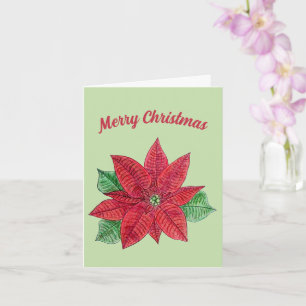 Tarjeta de Navidad de Poinsettia - Menta
