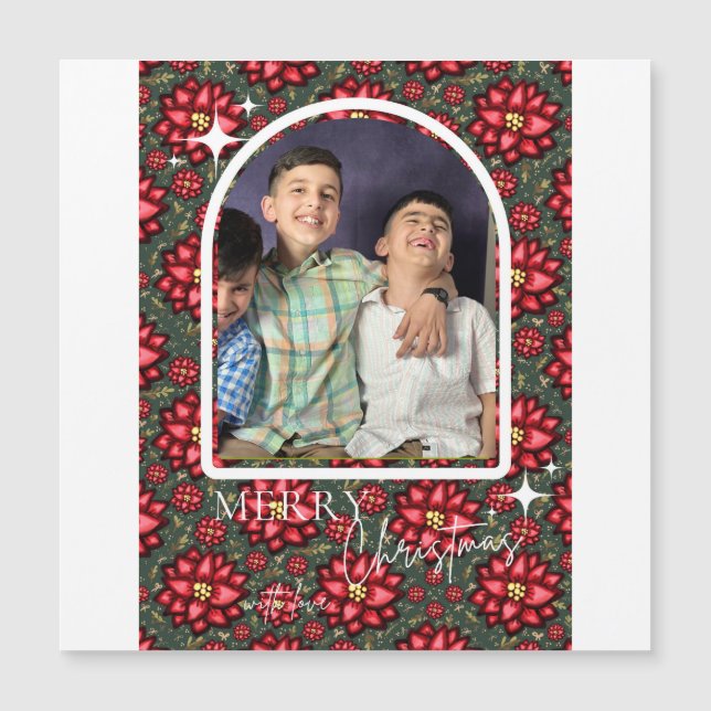 Tarjeta de Navidad de Poinsettia - Personalizada (Anverso)