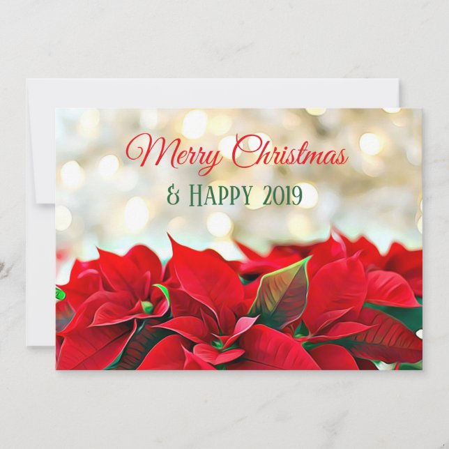 Tarjeta de Navidad de Poinsettia Personalizada (Anverso)