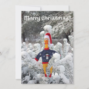 Tarjeta de Navidad de pollo adorable de invierno!