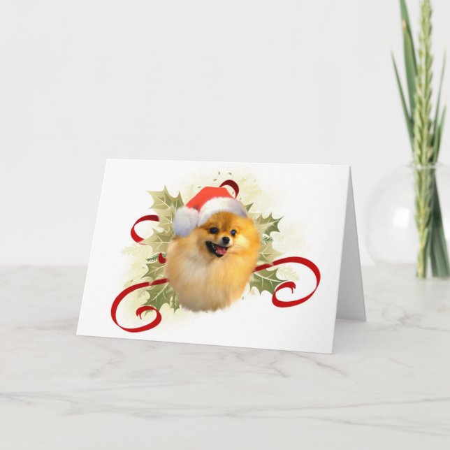 Tarjeta de Navidad de Pomeranian (Anverso)