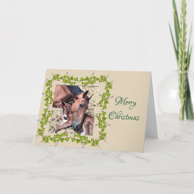 Tarjeta de Navidad de Potranca y Potro (Anverso)