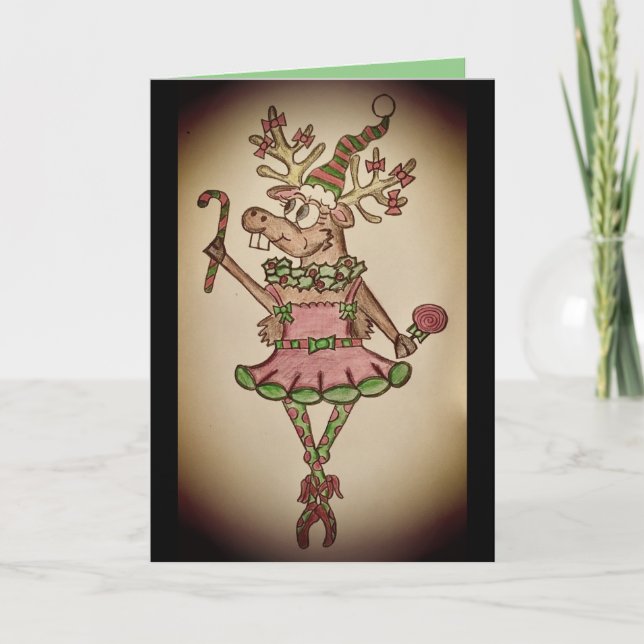 Tarjeta de Navidad de Prancer Divertida (Anverso)