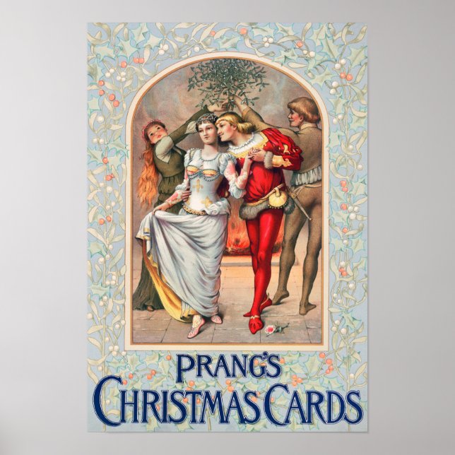 Tarjeta de Navidad de Prang (ca. 1886) Impresiones (Frente)