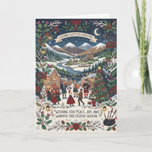 Tarjeta de Navidad de pueblo de las Tierras Altas 