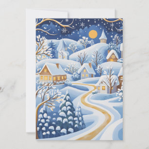 Tarjeta de Navidad de Pueblo Invernal bajo la Luz