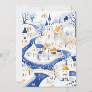 Tarjeta de Navidad de Pueblo Invernal Encantador