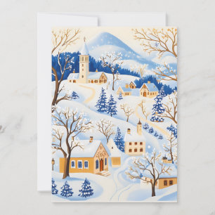 Tarjeta de Navidad de Pueblo Montañoso Pintoresco