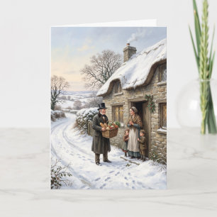Tarjeta de Navidad de Pueblo Nevado Vintage - Vict