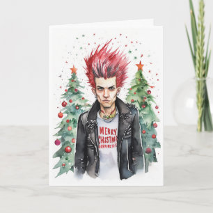 tarjeta de navidad de punk rockero