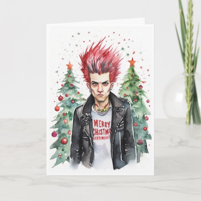 tarjeta de navidad de punk rockero (Anverso)