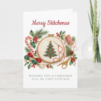 Tarjeta de Navidad de Punto Cruz Feliz Stitchmas