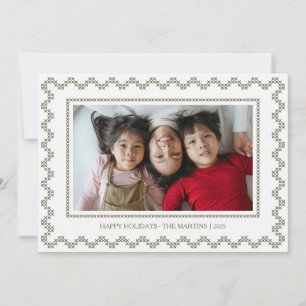 Tarjeta de Navidad de punto de cruz marco felices