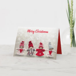 Tarjeta de Navidad de punto hecha a mano de los