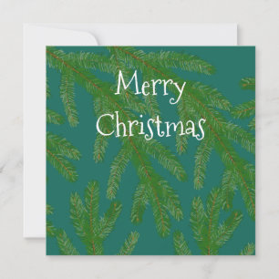Tarjeta de Navidad de ramas de abeto verde festiva