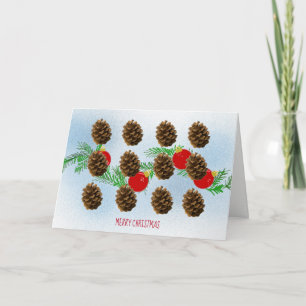 Tarjeta de Navidad de Ramas y Piñas
