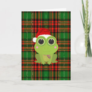 Tarjeta de Navidad de Rana Navideña Adorable en Ve