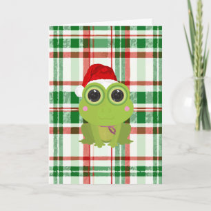 Tarjeta de Navidad de Rana Navideña Adorable en Ve