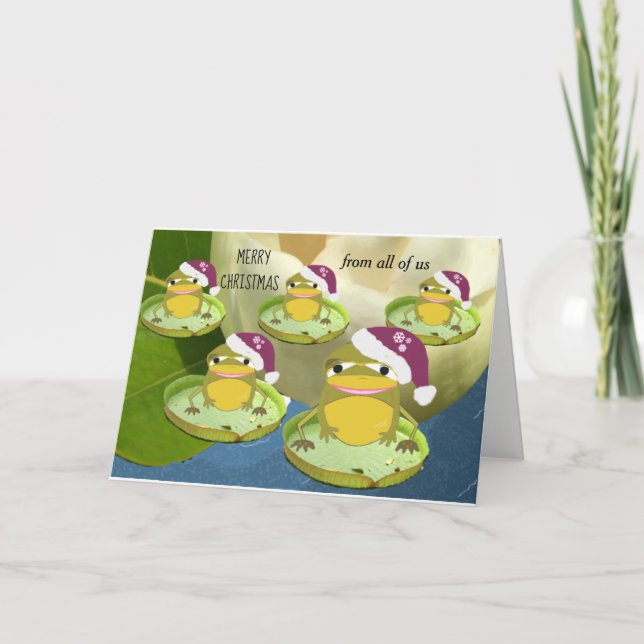 Tarjeta de Navidad de Ranas Divertidas (Anverso)