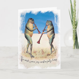Tarjeta de Navidad de Ranas Musicales Victorianas