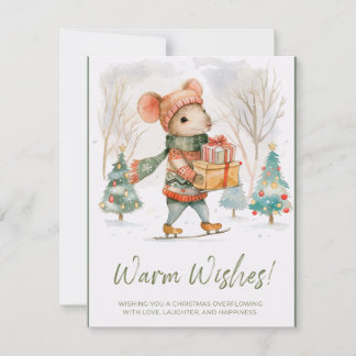 Tarjeta de Navidad de Ratona Encantadora con Regal