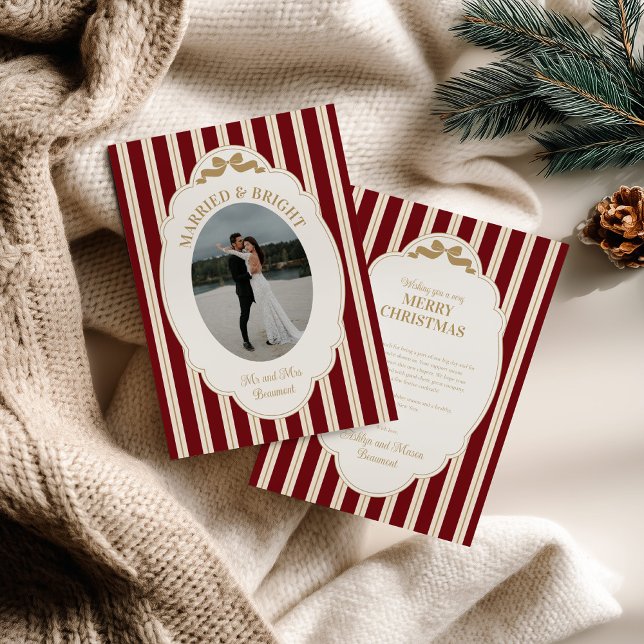 Tarjeta de Navidad de rayas con foto (Subido por el creador)