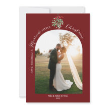 Tarjeta de Navidad de recién casados con acuarela 